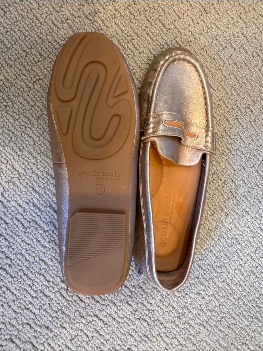 Gentle Souls Metallic Gold Penny Loafer — Soft Leather Slip-On - Picture 3 of 7